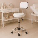 Pööratav seljatoega taburet, reguleeritav meditsiiniline kosmeetiline tool, valge