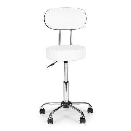 Pööratav seljatoega taburet, reguleeritav meditsiiniline kosmeetiline tool, valge