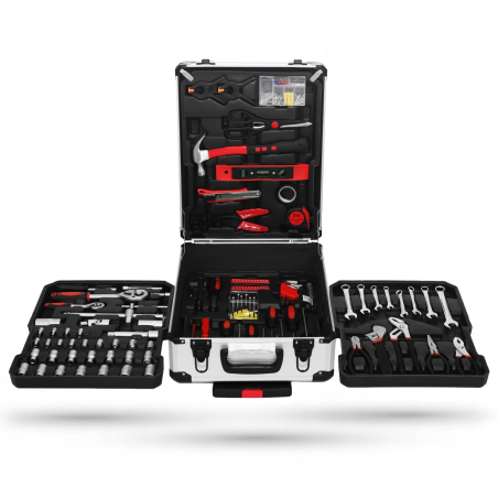 Suur tööriistakomplekt ratastel karbis – 189 tükki: mutrivõtmed, kruvikeerajad, otsikud