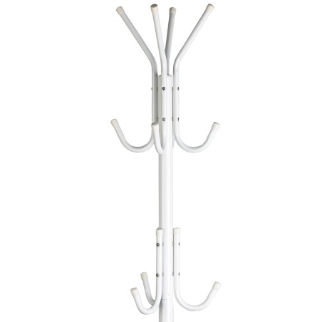 Põrandal seisev 11 konksuga riidenagi, metall, valge