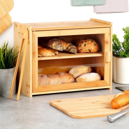 Bambusest leivakarp tangidega, kahekorruseline, 40x20x31 cm