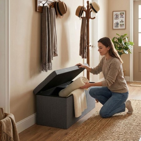 Tuftitud tumba 111x38 cm panipaigaga polsterdatud pink, hall