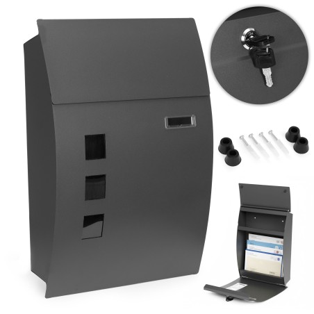 Seinale kinnitatav postkast tsingitud terasest antratsiit 