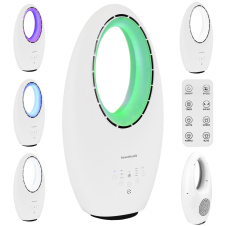 Moodne labadeta seisev põrandaventilaator 60 W – 3 režiimi, kaugjuhtimispult, taimer, LED-valgustus