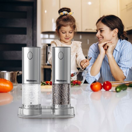 Elektriline soola- ja pipraveski komplekt Laetav USB 2-osaline reguleeritav jahvatamine valgusega