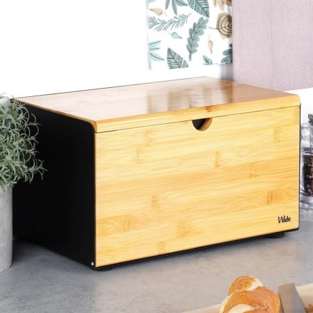 Bambusest leivakarp, metall, must, topeltkaanega, 35,5x22x20,5 cm