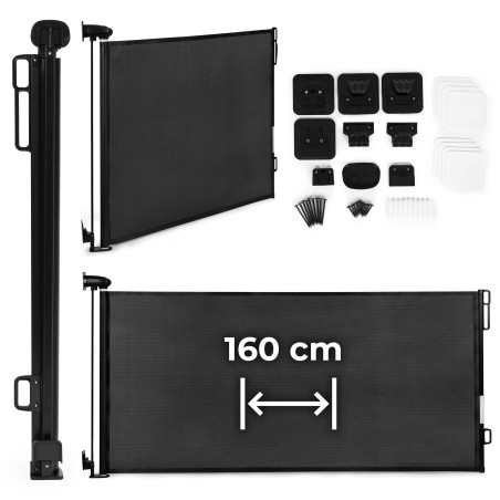 Kaitsev sissetõmmatav turvavärav 160 cm treppidele ja ustele Must