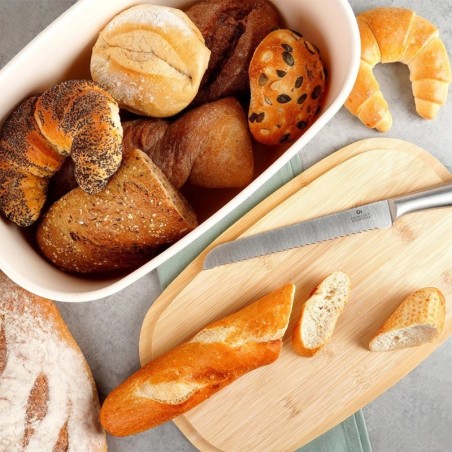 Leivakarp bambusplaadiga, kreem, 39x23,5x15,5 cm | FreshDesign.ee