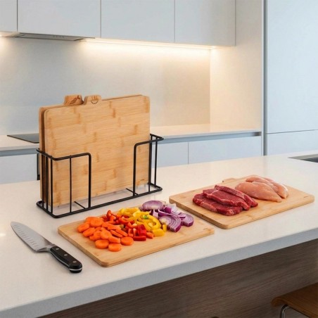 Bambusest lõikelauad koos alusega, 4 tk.