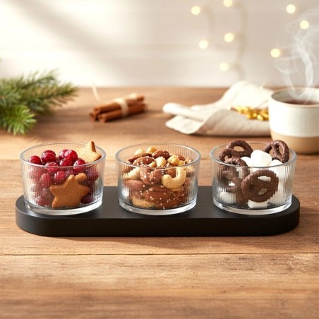 Klaasist suupistekausid kandikul, 4 tk.