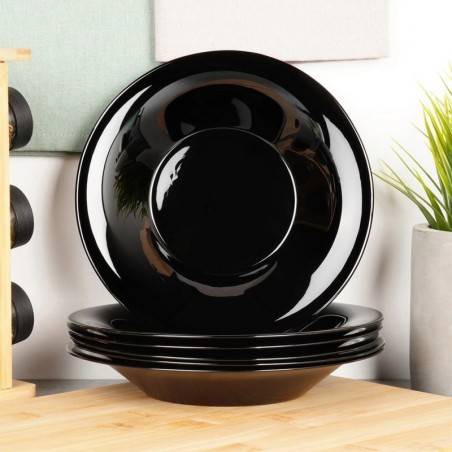 Sügavast klaasist söögitaldrikud, must, 21,5 cm, 400 ml, 6 tk.