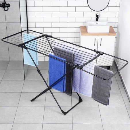 Metallist pesukuivati, must, pikendatav XXL, 108-182 cm