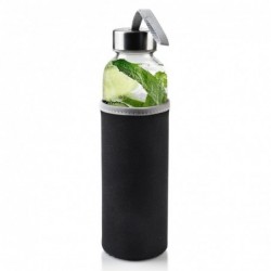 Klaasist veepudel kaanega, must, 490 ml