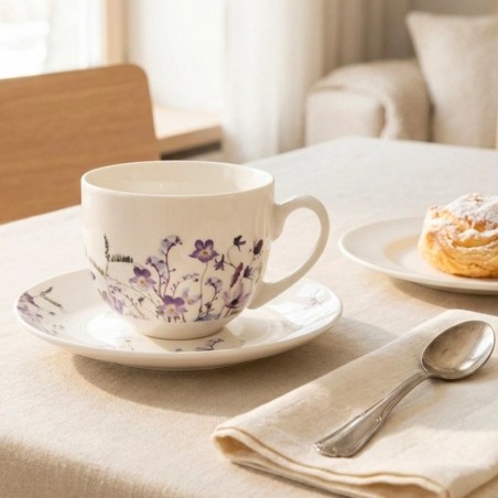 Portselanist tassi ja alustassi lilled LOUKA 260 ml