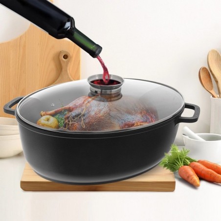 Graniidist kaanega praepann, ovaalne hanepott GRANDE 12 liitrit, 43,5x33,5 cm