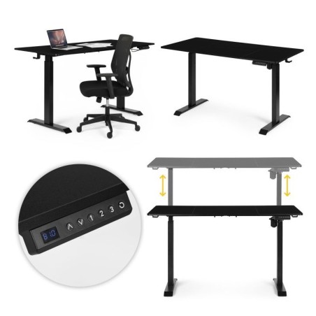 Reguleeritav elektriline laud 140x70 cm, Kõrguse reguleerimine 76–121 cm, must