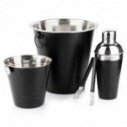 Baarikomplekt shakeriga, teras, must, 4 tk.