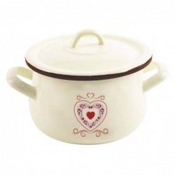 Emaileeritud kaanega pott beež TONCA 16 cm, 2,3 l