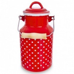 Piimakann, emailitud, punane, täpiline, TECKA, 2 l